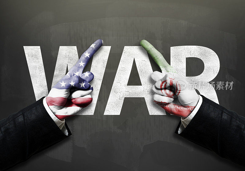 美国对伊朗-战争/旗帜概念(点击查看更多)